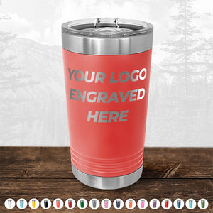 Xmas in July SALE - Engraved Custom Logo Drinkware - Front Engraved Logo Included - Low $200 Minimal Order