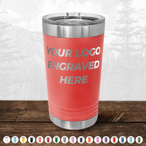 Customizable Kodiak Coolers Stainless Steel Pint Tumblers 16 oz with Slider Lid your Logo or Design Engraved - Special Bulk Wholesale Pricing on wooden surface.