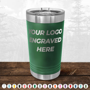 Red Kodiak Coolers Custom Pint Tumbler 16 oz with Slider Lid your Logo or Design Engraved displayed on a wooden surface.