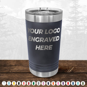 Xmas in July SALE - Engraved Custom Logo Drinkware - Front Engraved Logo Included - Low $200 Minimal Order