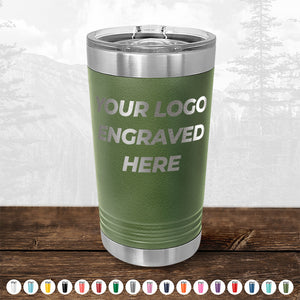 Xmas in July SALE - Engraved Custom Logo Drinkware - Front Engraved Logo Included - Low $200 Minimal Order
