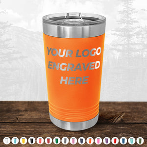 Xmas in July SALE - Engraved Custom Logo Drinkware - Front Engraved Logo Included - Low $200 Minimal Order