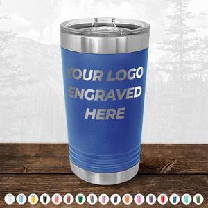 Xmas in July SALE - Engraved Custom Logo Drinkware - Front Engraved Logo Included - Low $200 Minimal Order