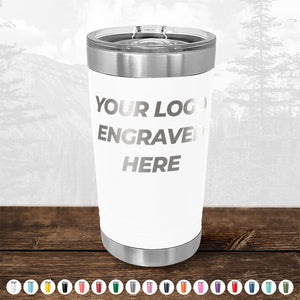 Xmas in July SALE - Engraved Custom Logo Drinkware - Front Engraved Logo Included - Low $200 Minimal Order