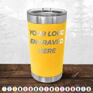 Xmas in July SALE - Engraved Custom Logo Drinkware - Front Engraved Logo Included - Low $200 Minimal Order