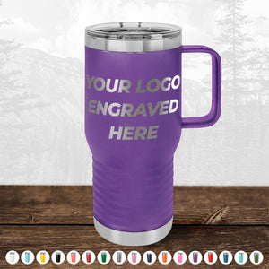A purple Kodiak Coolers Custom Travel Tumbler 20 oz with your logo laser engraved on it, incorporating vacuum-sealed insulation technology.