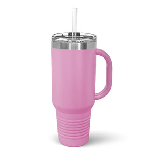 A Kodiak Coolers POD - 40 oz Travel Tumbler with Built in Handle and Straw - Stainless Steel Vacuum Insulated, featuring a clear lid and a straw, against a white background.