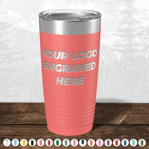 A pink insulated tumbler from Kodiak Coolers, featuring a laser-etched "Your Logo Engraved Here," ideal as a corporate promotional gift. Discover our range of colors and benefit from custom tumblers at bulk wholesale prices with no setup fees.