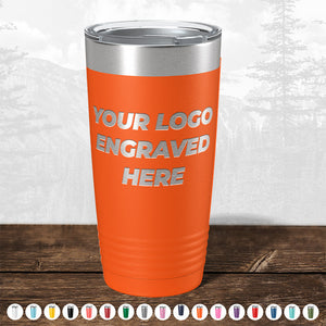 The Kodiak Coolers orange tumbler features a laser-etched custom logo, ideal for corporate gifts, with a lift-off lid and color options shown below. Enjoy no setup fees with this limited-time offer.