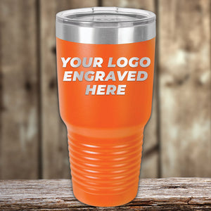 An orange Custom Tumblers 30 oz with your logo engraved here, from Kodiak Coolers.