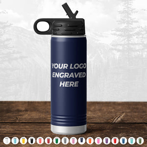 A Kodiak Coolers custom water bottle with your logo engraved on it, perfect for promotional materials.