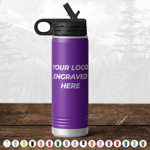 A Kodiak Coolers custom purple water bottle with your engraved logo.