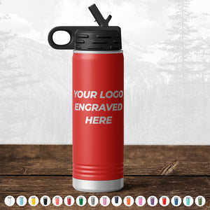 Customize your promotional materials with our Kodiak Coolers Custom Water Bottles 20 oz with your Logo or Design Engraved - Low 6 Piece Order Minimal Sample Volume featuring an engraved logo.