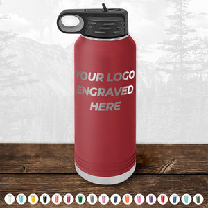 Promote your brand with our Kodiak Coolers Custom Water Bottles 32 oz with your Logo or Design Engraved - Special Bulk Wholesale Volume Pricing. Crafted from insulated stainless steel, this red beauty showcases your logo through a laser-engraved design. Stay hydrated in style.