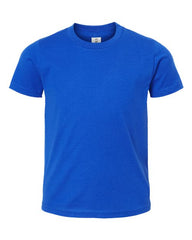 A boy's Tultex Youth Fine Jersey T-Shirt 100% Cotton made with USA cotton.