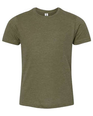 A Tultex men's olive green t-shirt with double-needle stitching.