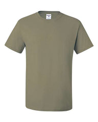 A pre-shrunk men's Jerzees Midweight Dri-Power 50/50 T-Shirt made from cotton/polyester blend on a white background.