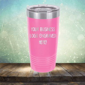Promotional gift: pink insulated tumbler with space for custom business logo engraving, displayed on a wooden surface against a bokeh background.
Product Name: Kodiak Coolers Custom Logo 20 oz Tumblers - SPECIAL OFFER - Front side Logo Included