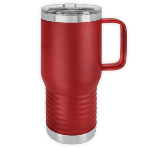 Red Kodiak Coolers 20 oz Insulated Travel Tumbler with Built in Handle and a stainless steel base, custom printed with logo for promotional gifts.