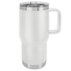 Replace the product in the sentence with:
Kodiak Coolers - 20 oz Insulated Travel Tumbler with Built in Handle, custom printed with logo.
