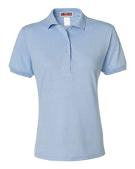 A clean finished Jerzees Women' Semi-Fitted Polo Spotshield 50/50 made with SpotShield fabric.