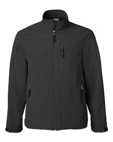 Introducing the Columbia Weatherproof Midweight Soft Shell Jacket by Columbia: a black, weather-resistant jacket with a high collar, front zipper closure, and three zippered pockets—perfect for outdoor activities.