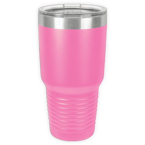 The Kodiak Coolers BLANK ITEM - Insulated 30 oz Tumbler features a stainless steel build, bright pink matte finish, clear plastic lid, and grooved grip—perfect for customizing with your business logo.