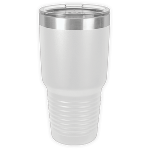 The Kodiak Coolers BLANK ITEM - Insulated 30 oz Tumbler features a white stainless steel body, clear plastic lid, and textured lower half—ideal for custom or personalized mugs—shown against a plain background.