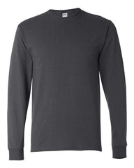 A JERZEES Midweight Dri-Power Long Sleeve 50/50 T-Shirt made of cotton/polyester with moisture-management performance.
