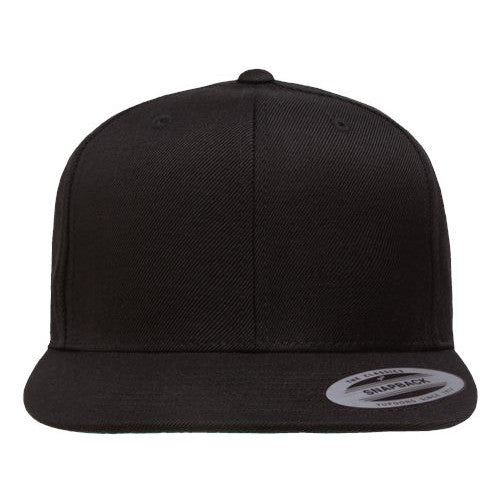 Yupoong Classics 6089 Premium Flat Bill Snapback Cap - Custom Leather Patch Hat