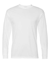 The C2 Sport Performance Long Sleeve T-Shirt is displayed against a white background. This plain white shirt features a simple crew neck and no visible logos or designs, crafted by C2 Sport with moisture-wicking fabric to keep you comfortable during any activity.