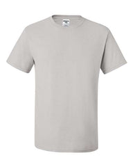 A grey Jerzees Midweight Dri-Power 50/50 T-Shirt made of cotton/polyester fabric on a white background.