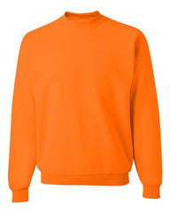 A JERZEES NuBlend Safety Crewneck Sweatshirt on a white background, made with a cotton/polyester blend.