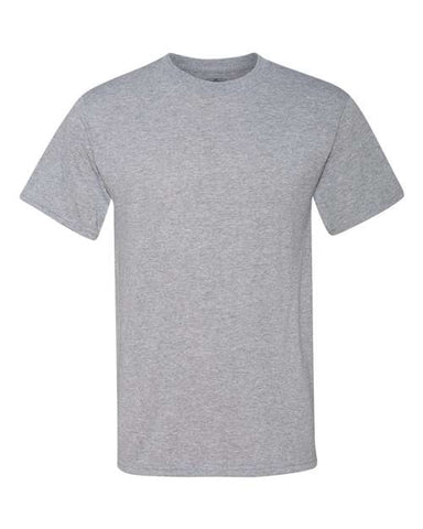 A JERZEES Dri-Power Performance Short Sleeve T-Shirt made of polyester fabric with moisture management properties, showcased on a white background.