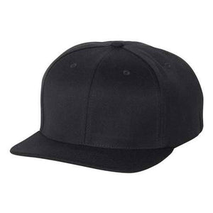 A Flexfit 110 Flat Bill Snapback Hat with a snapback closure on a white background.