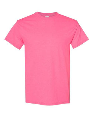 A classic fit Gildan Heavy Cotton Safety T-Shirt in a heather color, crafted with soft cotton, showcased against a clean white background.