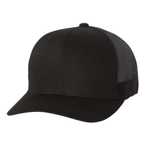 Yupoong Classics Six-Panel Retro Trucker Snapback Hat 6606 - Custom Leather Patch Hat