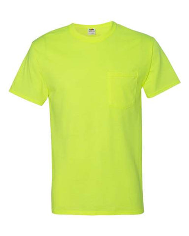 A high-quality Fruit of the Loom HD Cotton Safety T-Shirt with a Pocket made of 100% cotton for added durability.