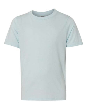 A lightweight, comfortable Next Level Youth Blend CVC T-Shirt on a white background.