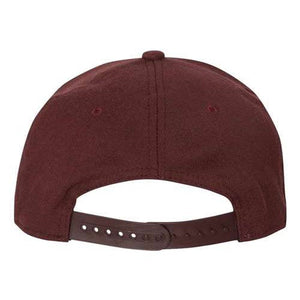 A burgundy Flexfit baseball cap with a structured six-panel design and snapback closure.