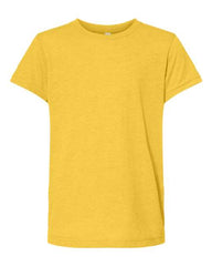 A high-quality BELLA + CANVAS Youth Triblend T-Shirt on a white background made from comfortable triblend material.