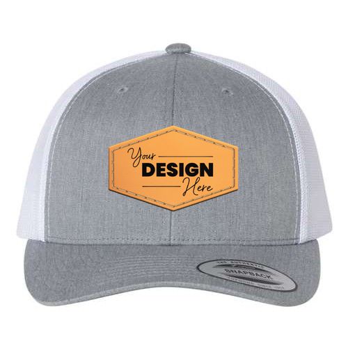 This YP Classics hat, the Yupoong Classics Six-Panel Retro Trucker Snapback Hat 6606, features a customizable orange patch that says 