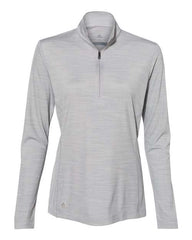A lightweight Adidas women's quarter-zip pullover in grey.