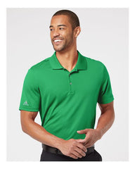 Adidas men's Lightweight Performance Polo 100% Recycled Polyester shirt in green.