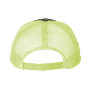 A YP Classics lime green trucker hat with a snapback closure.