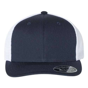 A Flexfit trucker hat with a Snapback closure and Permacurv® visor.