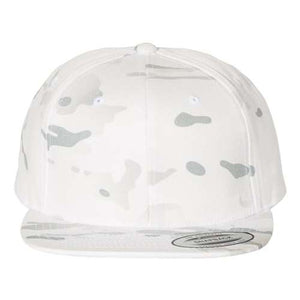 YP Classics 6089 Camouflage Premium Flat Bill Snapback Cap with a white color scheme and snapback closure.