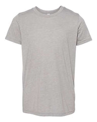 A high-quality BELLA + CANVAS grey t-shirt on a white background.