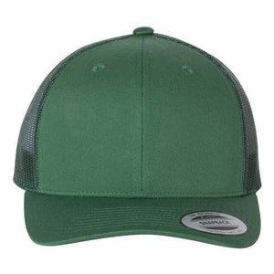A YP Classics green mesh trucker hat with camo detailing on a white background.