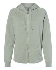 An Independent Trading Co. Women's California Wave Wash Full-Zip Hoodie Sweatshirt with a California Wave Wash.